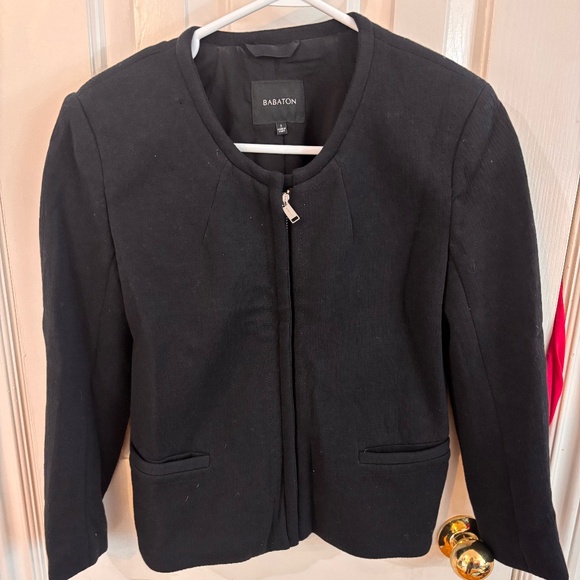 Babaton bomber jacket - black linen like material - Picture 1 of 7